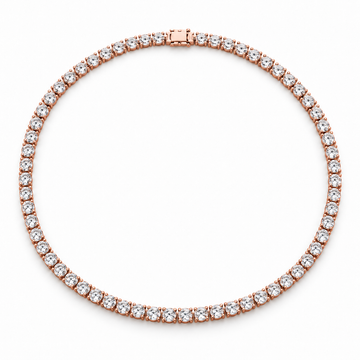 Classic Four-Prong Lab Diamond Tennis Necklace in 14K rose gold — illustrative design rendering