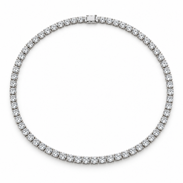Classic Four-Prong Lab Diamond Tennis Necklace in 14K white gold — illustrative design rendering