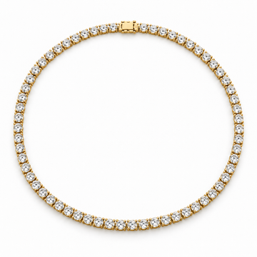 Classic Four-Prong Lab Diamond Tennis Necklace in 14K yellow gold — illustrative design rendering