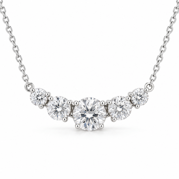 Five-Stone Graduated Lab Diamond Necklace in 14K white gold — illustrative design rendering
