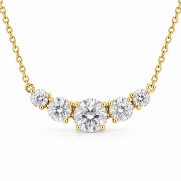 Five-Stone Graduated Lab Diamond Necklace in 14K yellow gold — illustrative design rendering