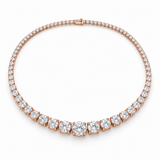 Graduated Round Lab Diamond Tennis Necklace in 14K rose gold — illustrative design rendering