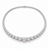 Graduated Round Lab Diamond Tennis Necklace in 14K white gold — illustrative design rendering