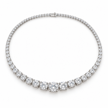 Graduated Round Lab Diamond Tennis Necklace in 14K white gold — illustrative design rendering