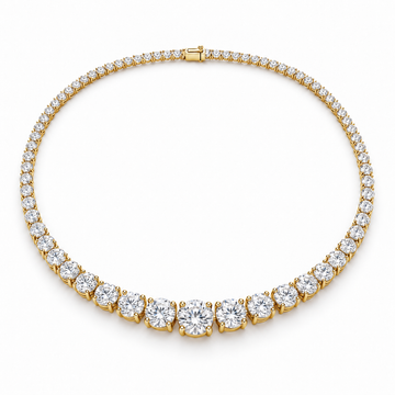 Graduated Round Lab Diamond Tennis Necklace in 14K yellow gold — illustrative design rendering