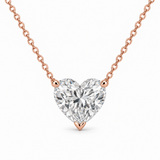 Heart Solitaire Lab Diamond Pendant Necklace in 14K rose gold — illustrative design rendering