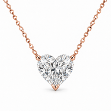 Heart Solitaire Lab Diamond Pendant Necklace in 14K rose gold — illustrative design rendering