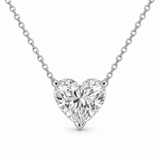 Heart Solitaire Lab Diamond Pendant Necklace in 14K white gold — illustrative design rendering