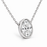 Oval Bezel Lab Diamond Pendant Necklace — alternate close-up angle, illustrative design rendering