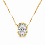 Oval Bezel Lab Diamond Pendant Necklace in 14K yellow gold — illustrative design rendering