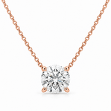 Round Solitaire Lab Diamond Pendant Necklace in 14K rose gold — illustrative design rendering