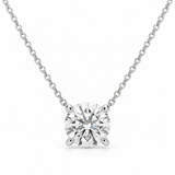 Round Solitaire Lab Diamond Pendant Necklace in 14K white gold — illustrative design rendering