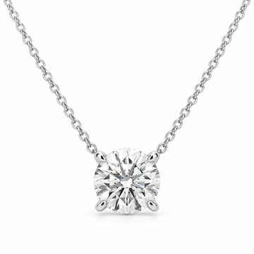 Round Solitaire Lab Diamond Pendant Necklace in 14K white gold — illustrative design rendering