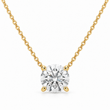 Round Solitaire Lab Diamond Pendant Necklace in 14K yellow gold — illustrative design rendering