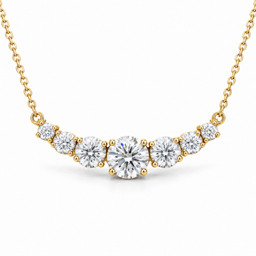 Seven-Stone Graduated Lab Diamond Necklace in 14K yellow gold — illustrative design rendering