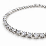 Three-Prong Round Lab Diamond Tennis Necklace — alternate close-up angle, illustrative design rendering