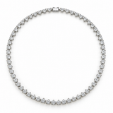 Three-Prong Round Lab Diamond Tennis Necklace in 14K white gold — illustrative design rendering