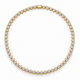 Three-Prong Round Lab Diamond Tennis Necklace in 14K yellow gold — illustrative design rendering