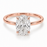 Illustrative render — Oval Petite Solitaire Lab-Grown Diamond Engagement Ring — 14K Rose Gold — main view