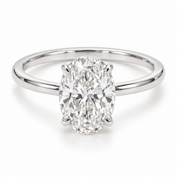 Illustrative render — Oval Petite Solitaire Lab-Grown Diamond Engagement Ring — 14K White Gold — main view