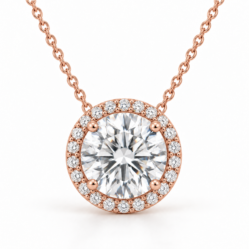 Signature Halo, Round, 14K Rose Gold — illustrative design rendering