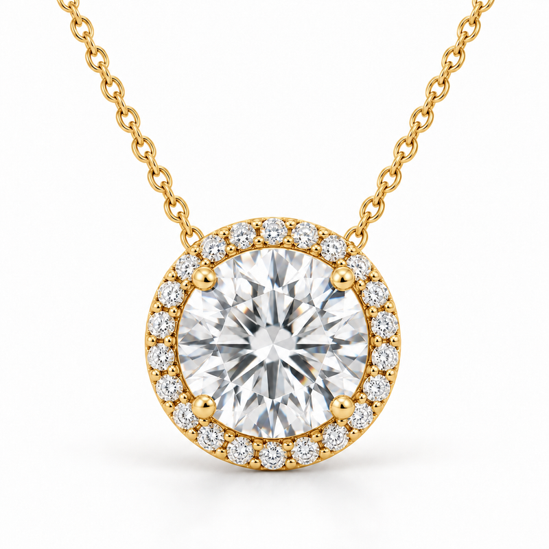 Signature Halo, Round, 14K Yellow Gold — illustrative design rendering