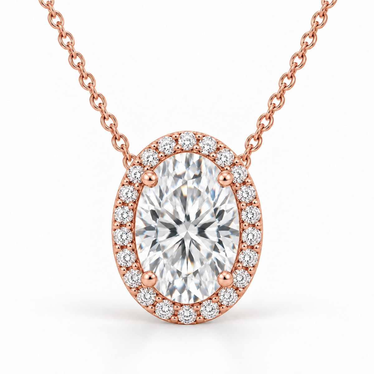 Signature Halo, Oval, 14K Rose Gold — illustrative design rendering