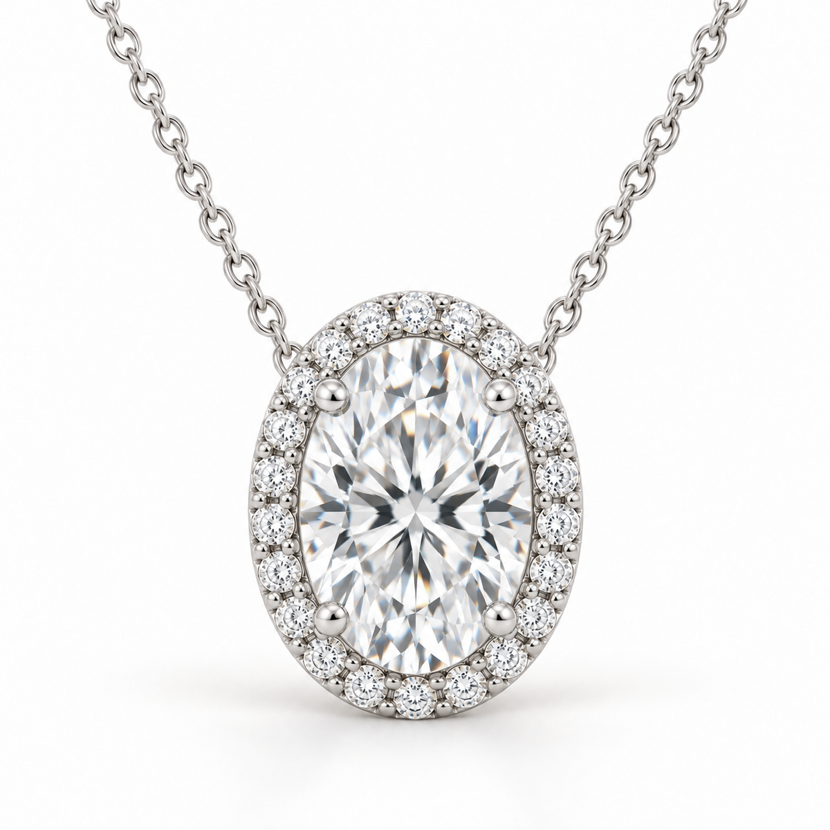 Signature Halo, Oval, 14K White Gold — illustrative design rendering