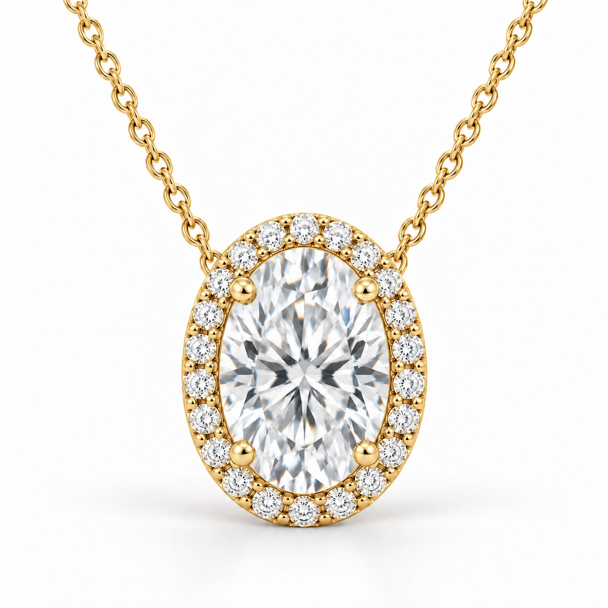 Signature Halo, Oval, 14K Yellow Gold — illustrative design rendering