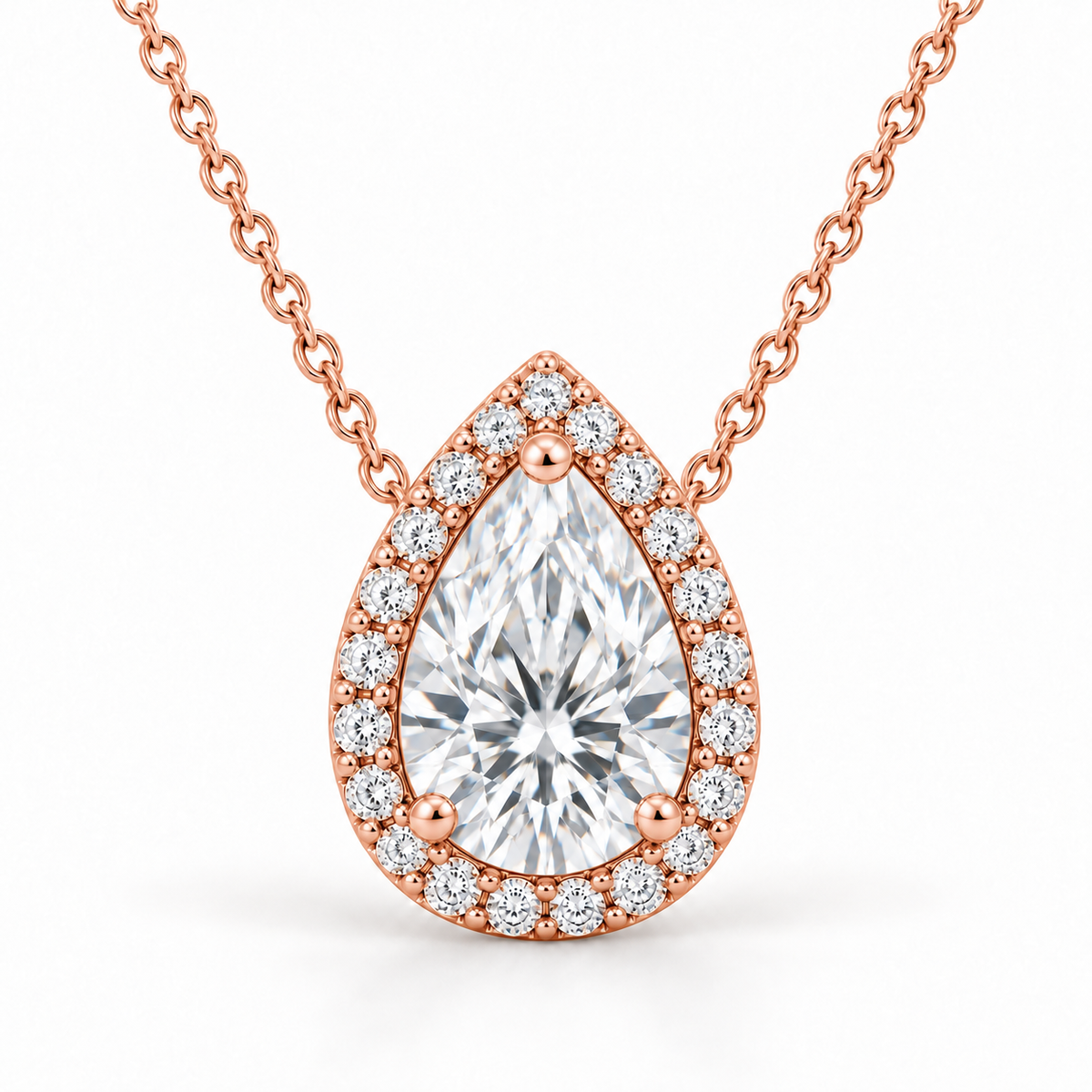 Signature Halo, Pear, 14K Rose Gold — illustrative design rendering