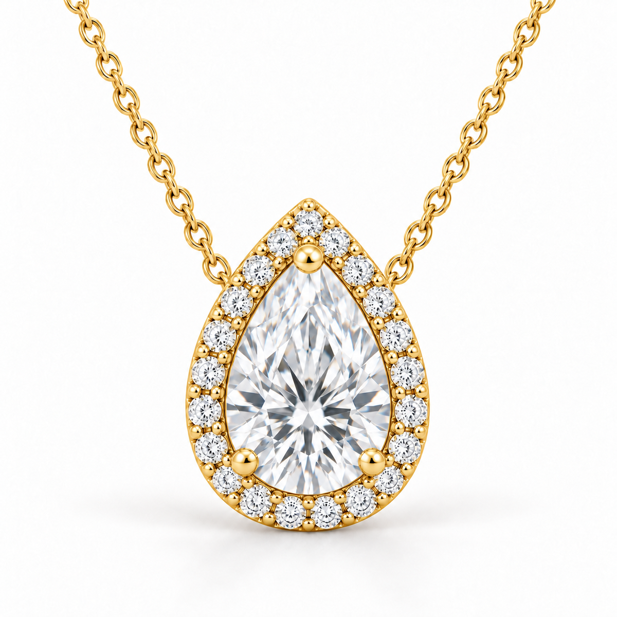 Signature Halo, Pear, 14K Yellow Gold — illustrative design rendering