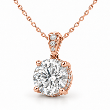 Hidden Halo & Diamond Bail, Round, 14K Rose Gold — illustrative design rendering