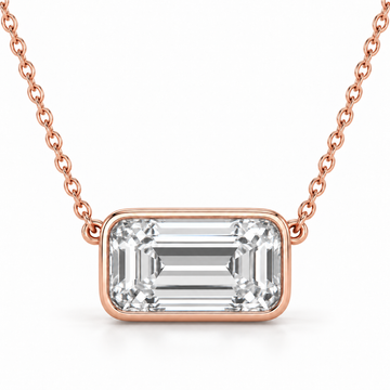 East-West Bezel Solitaire, Emerald, 14K Rose Gold — illustrative design rendering