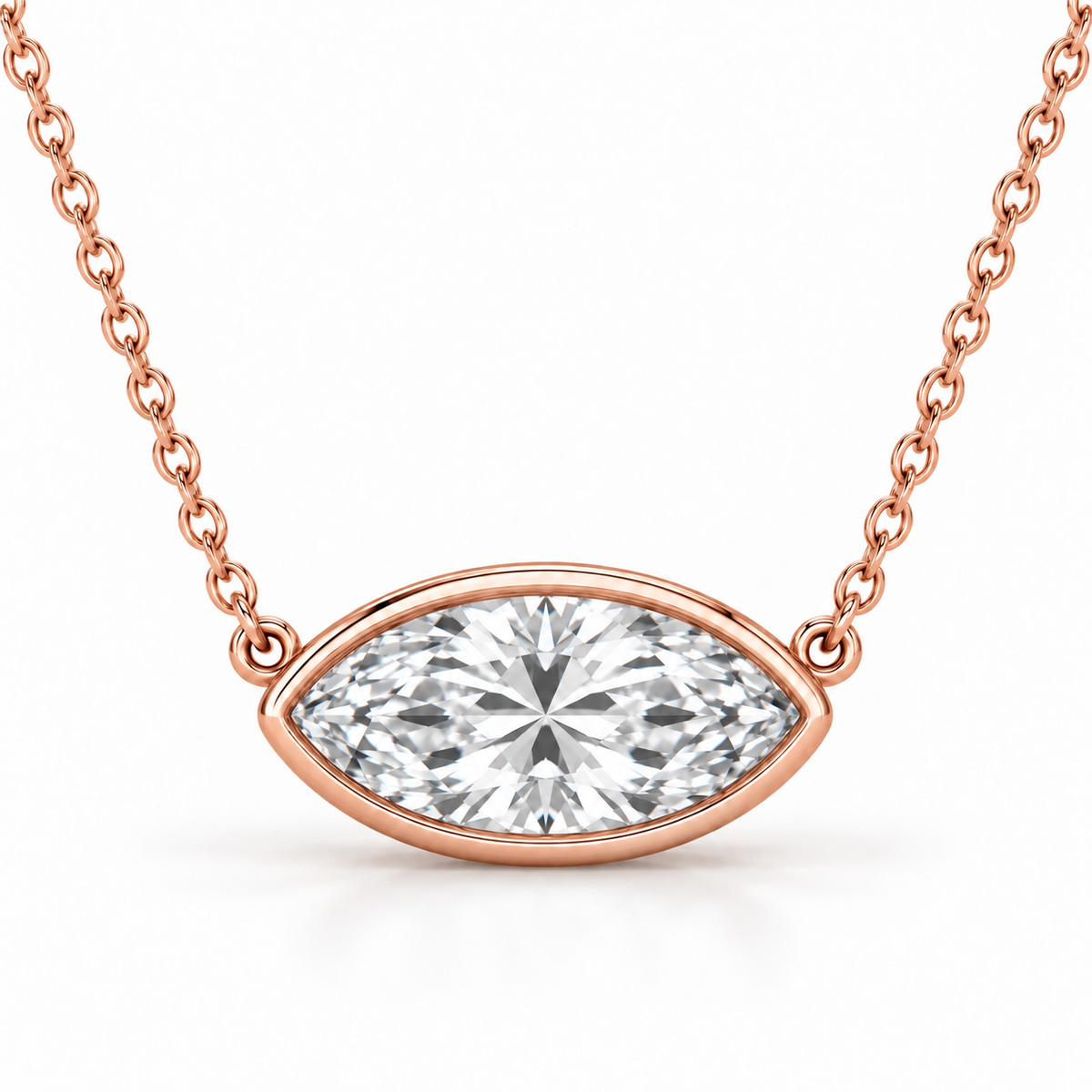 East-West Bezel Solitaire, Marquise, 14K Rose Gold — illustrative design rendering