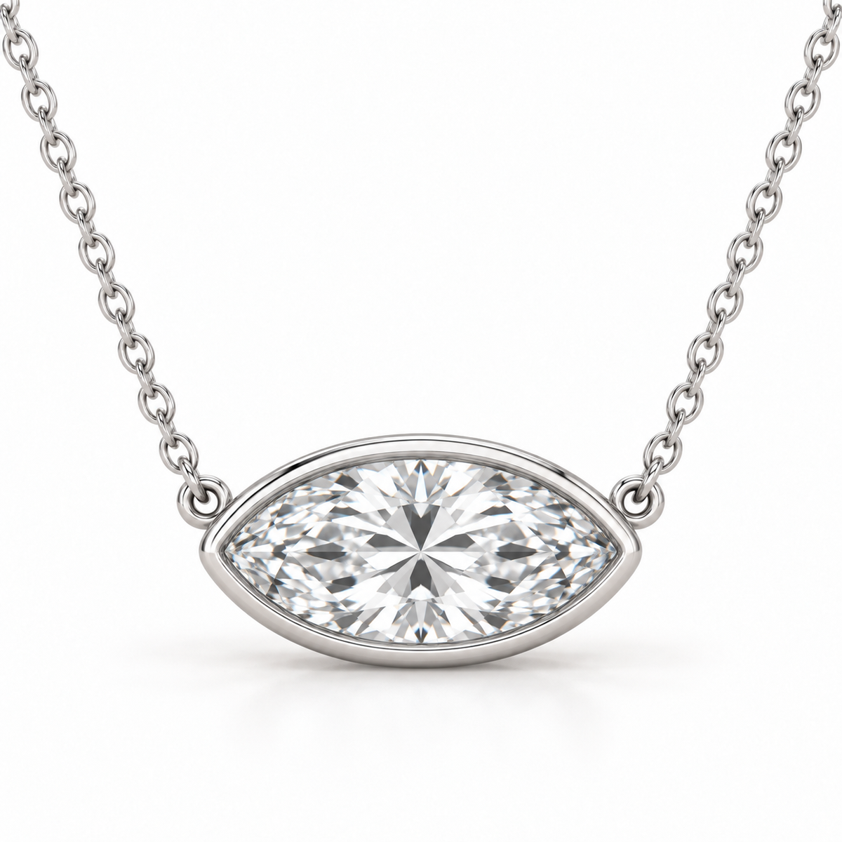 East-West Bezel Solitaire, Marquise, 14K White Gold — illustrative design rendering