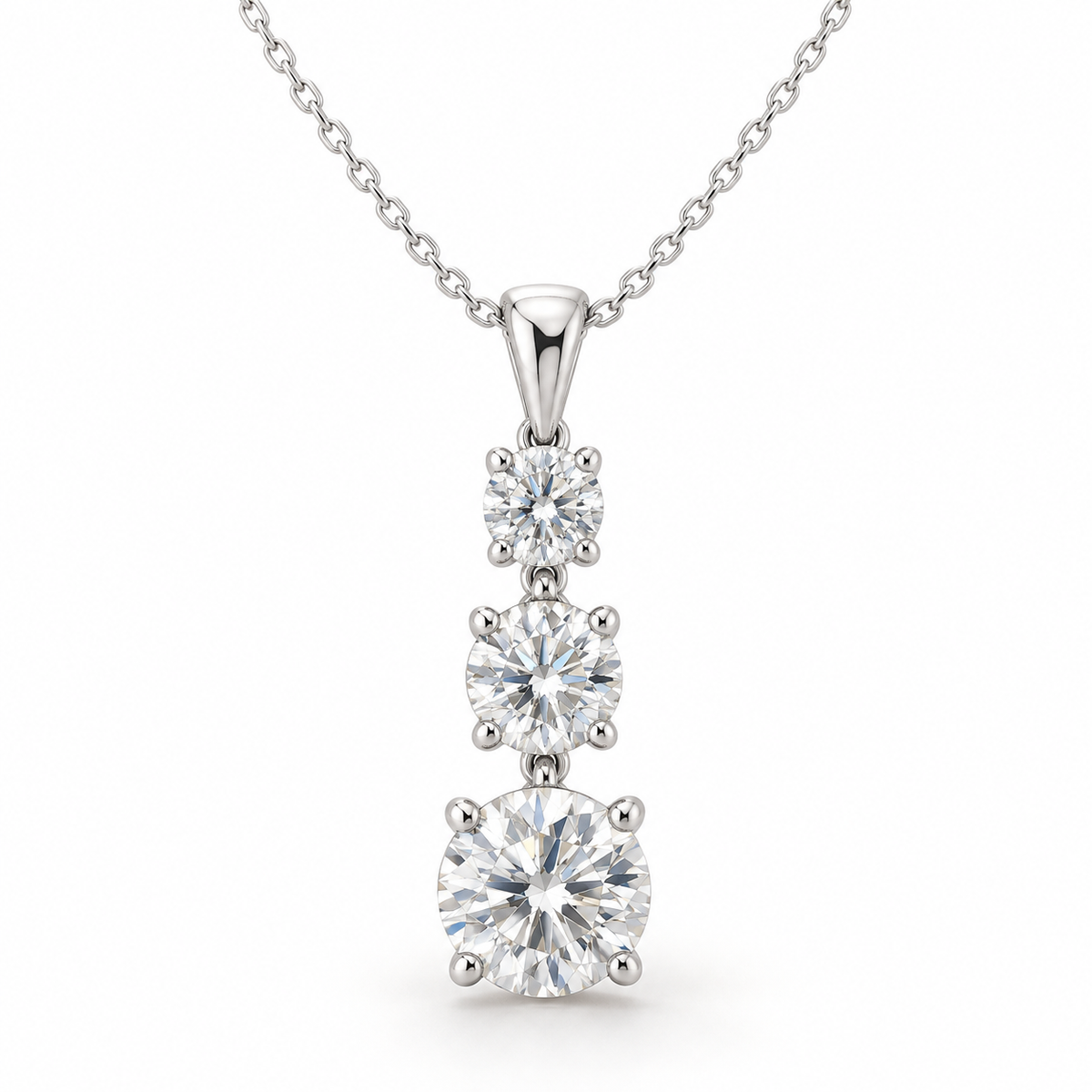 Three-Stone Journey, Round, 14K White Gold — illustrative design rendering
