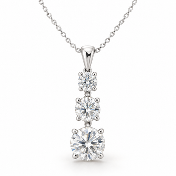 Three-Stone Journey, Round, 14K White Gold — illustrative design rendering