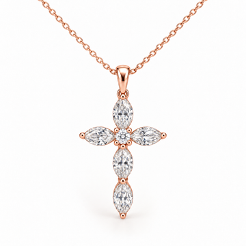 Petal Cross, Marquise & Round, 14K Rose Gold — illustrative design rendering