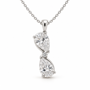 Twin Pear Knot, Pear & Round, 14K White Gold — illustrative design rendering