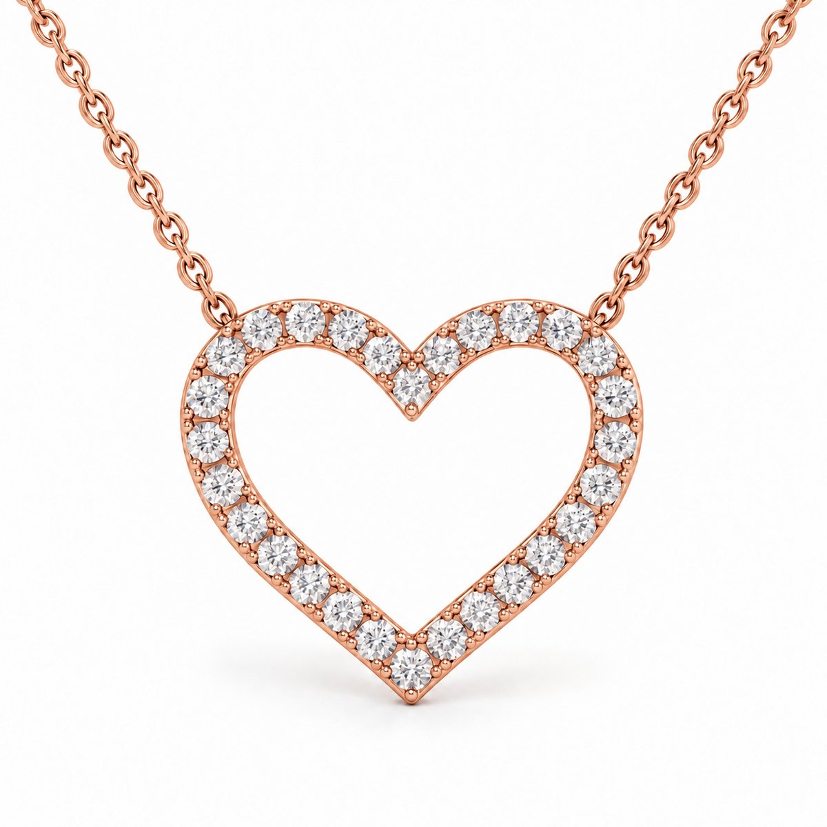 Open Heart Pavé, Round, 14K Rose Gold — illustrative design rendering