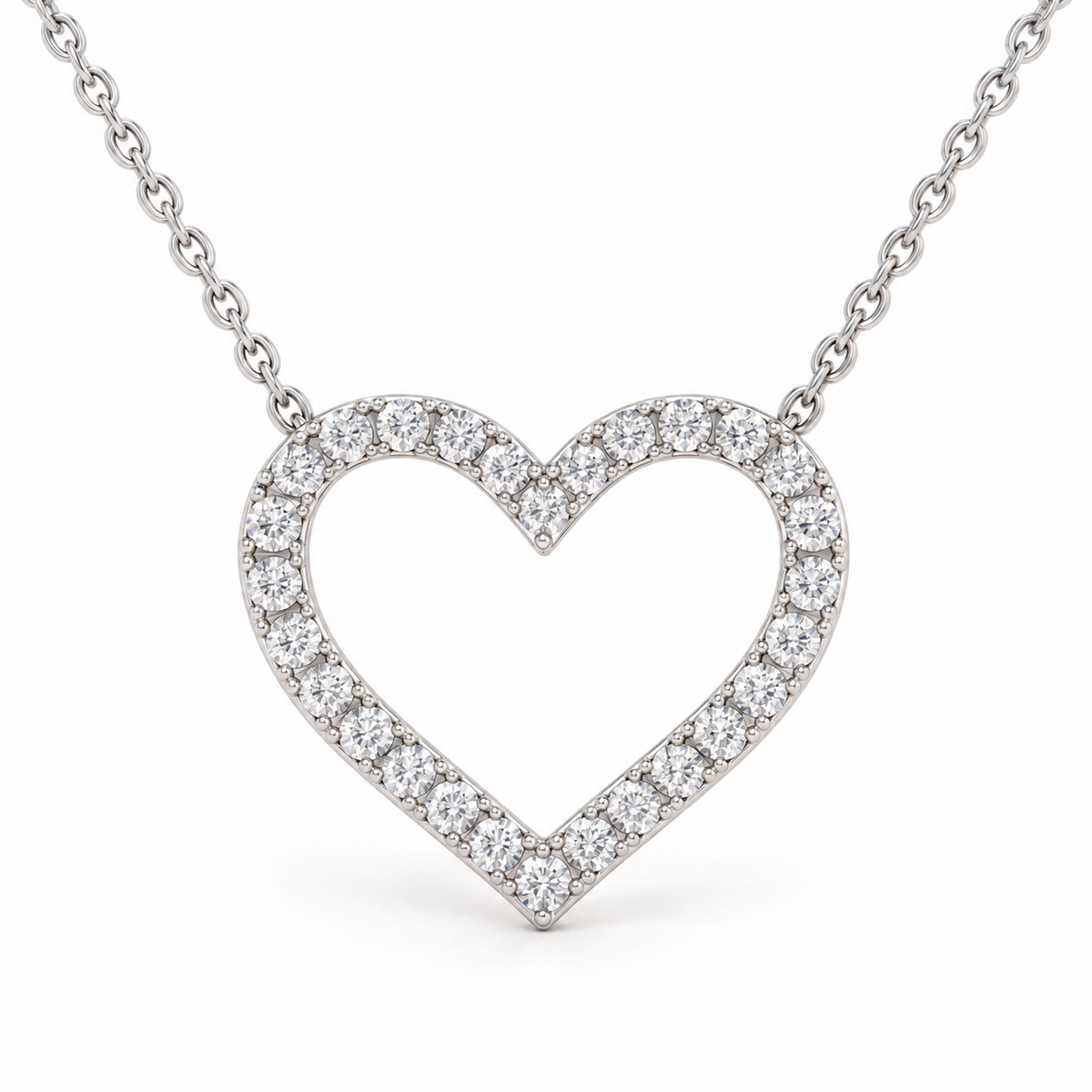 Open Heart Pavé, Round, 14K White Gold — illustrative design rendering
