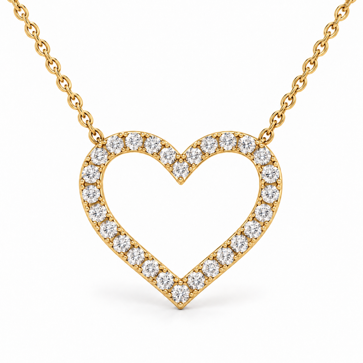 Open Heart Pavé, Round, 14K Yellow Gold — illustrative design rendering