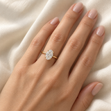 Illustrative render — Oval Petite Solitaire Lab-Grown Diamond Engagement Ring — on-hand view