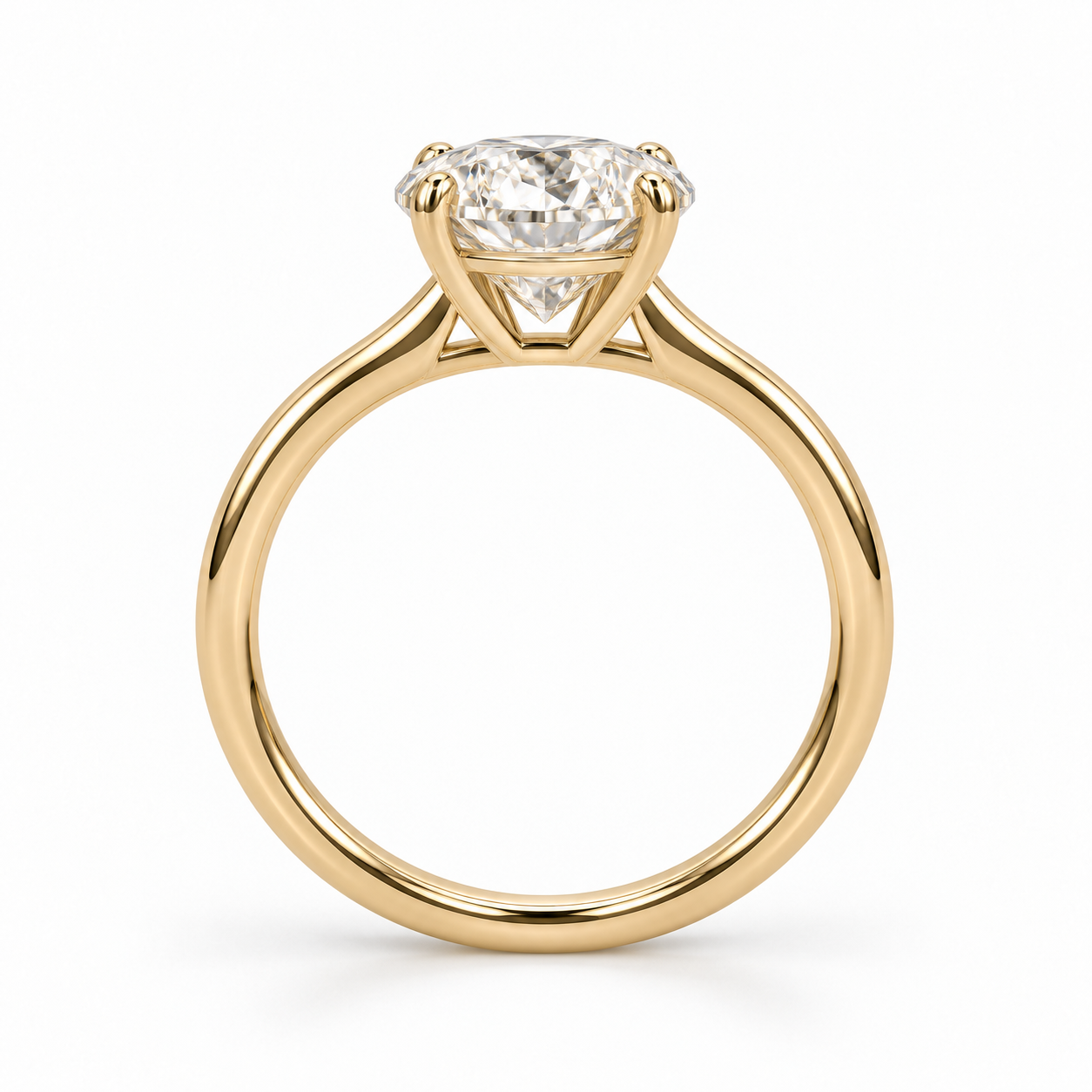 Illustrative render — Oval Petite Solitaire Lab-Grown Diamond Engagement Ring — side view