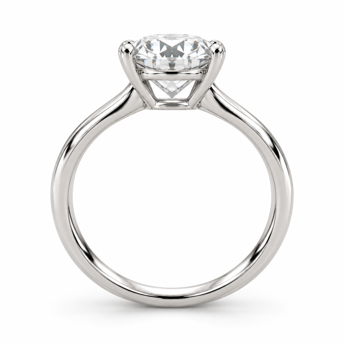 Illustrative render — Round Low Setting Solitaire Lab-Grown Diamond Engagement Ring — side view