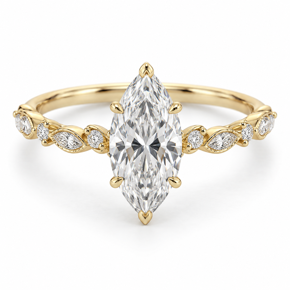 Marquise Vine Lab-Grown Diamond Engagement Ring — main illustrative render
