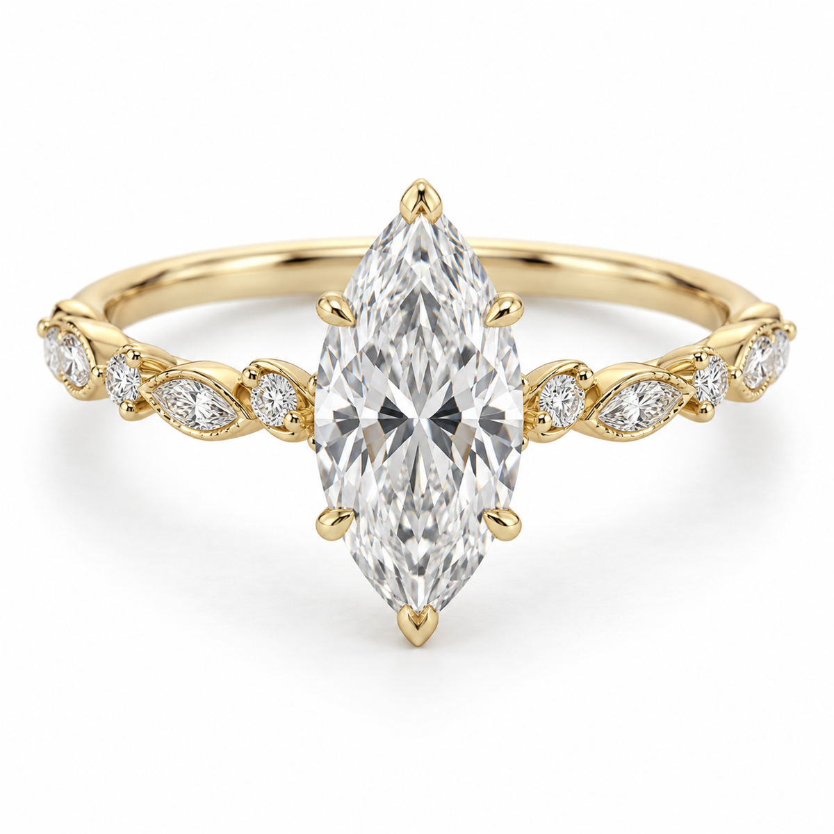 Marquise Vine Lab-Grown Diamond Engagement Ring — main illustrative render