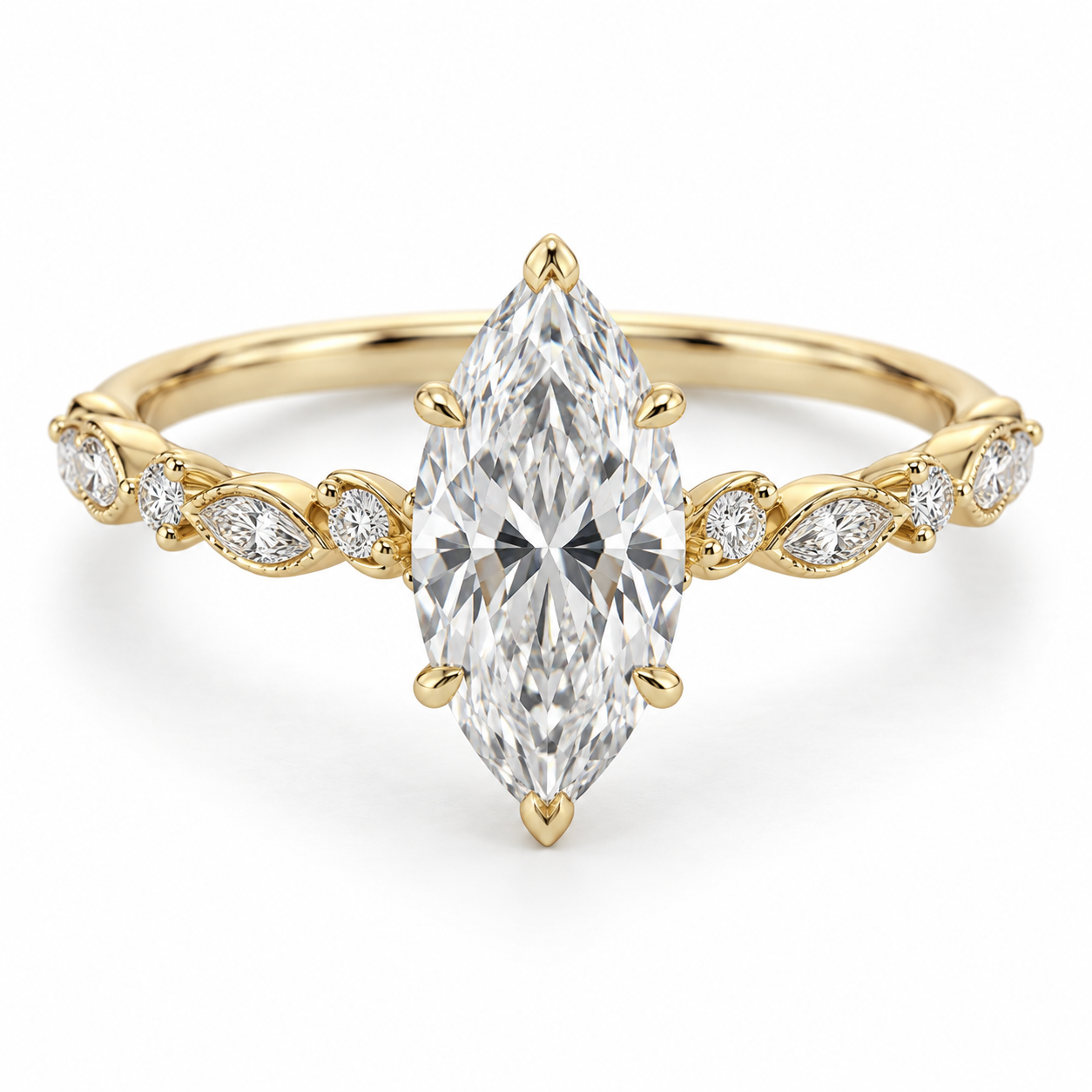 Marquise Vine Lab-Grown Diamond Engagement Ring — main illustrative render