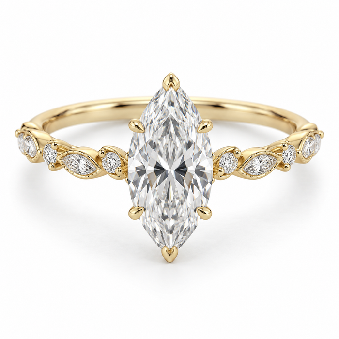 Marquise Vine Lab-Grown Diamond Engagement Ring — main illustrative render