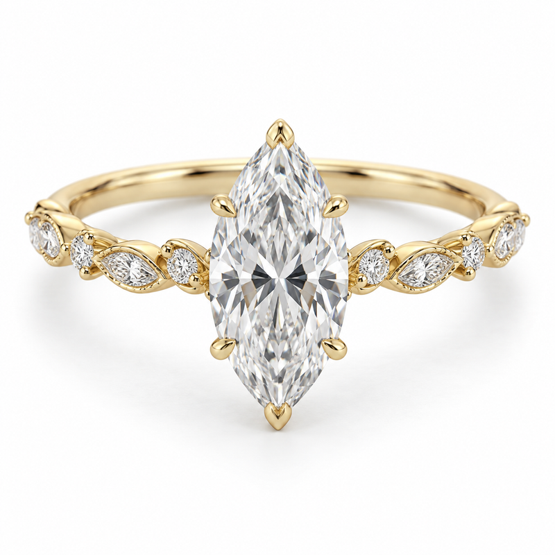 Marquise Vine Lab-Grown Diamond Engagement Ring — main illustrative render